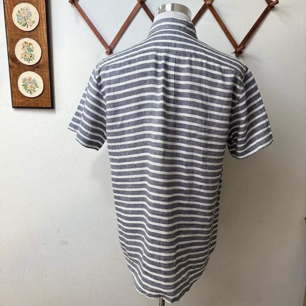 J. Crew Linen Striped Oxford Button Down Shirt